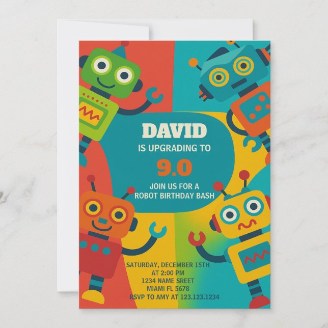 Robot Birthday Invitation (Front)