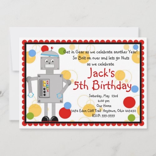 Robot  Birthday Invitation