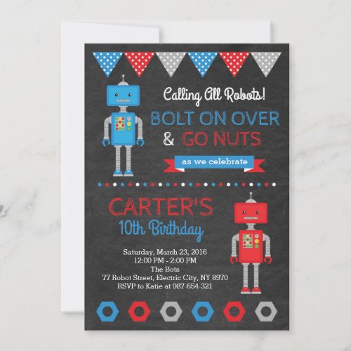 Robot Birthday Invitation