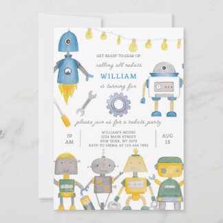 Robot Birthday Invitation