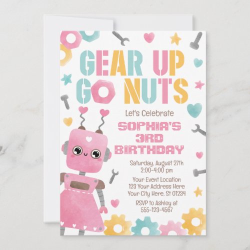 Robot Birthday Invitation Girl Robot Invitation