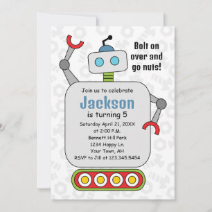 Robot Birthday Invitation robots