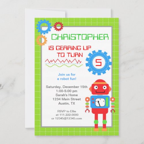 Robot Birthday Invitations