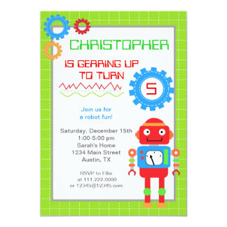 robot birthday invitations