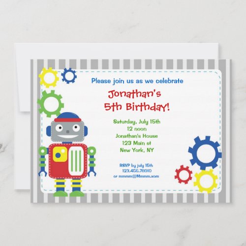 Robot Birthday Invitations