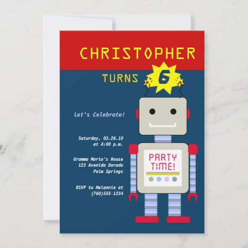 Robot Birthday Invitations
