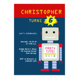 robot birthday invitations