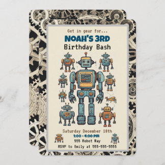 Robot Birthday Party Invitation
