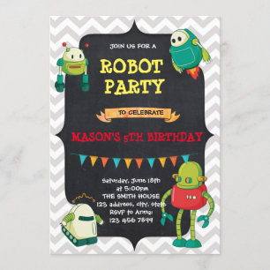 robot birthday party invitation