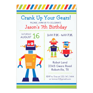 robot birthday invitations