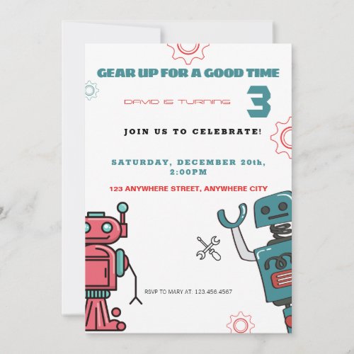 Robot Birthday Party Invitation