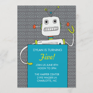 Robot Birthday Party Invitation