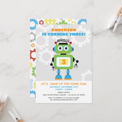 Robot Birthday Party Invitation _ WilBot Beep Bop