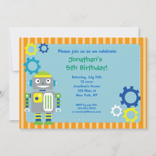 Robot Birthday Party Invitations