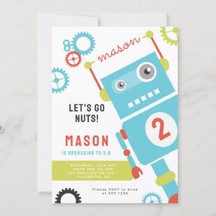 Robot Birthday Party invitations