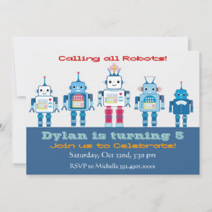 Robot Birthday Party Invitations