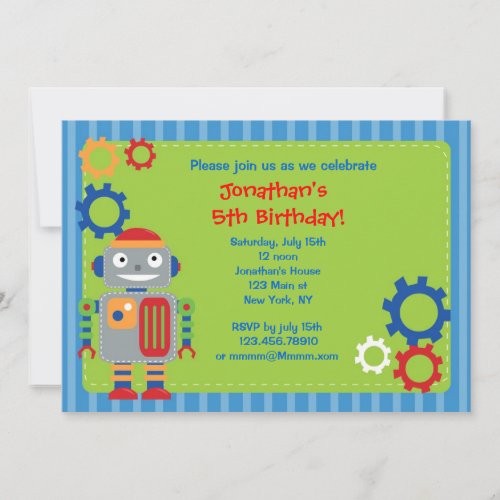 Robot Birthday Party Invitations