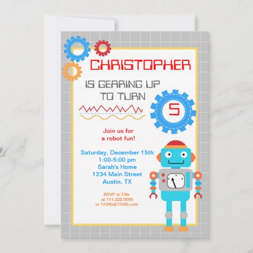 Robot Birthday Party Invitations