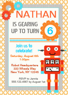 robot birthday invitations zazzle
