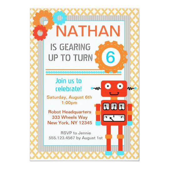 robot birthday party invitations