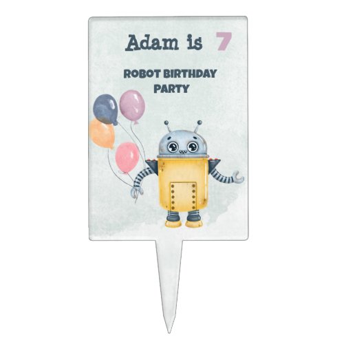 Robot Birthday Party kids Cake Topper