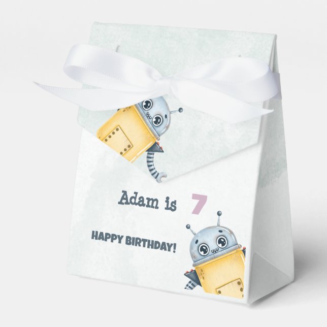 Robot Birthday Party kids  Favor Boxes (Front Side)