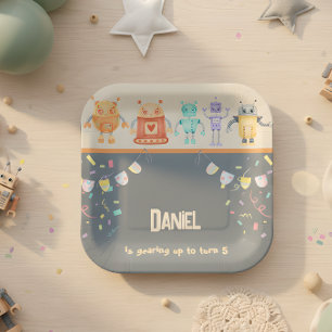 Robot Birthday Party Kids Paper Plates