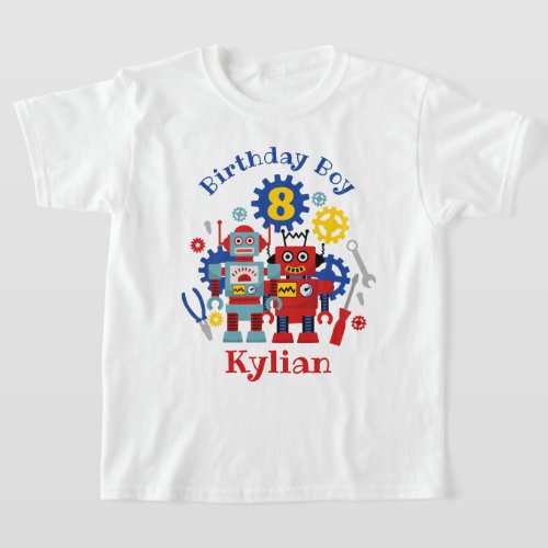 Robot birthday toddler tshirts custom age