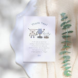 Robot Blue Birthday Party Thank You Card<br><div class="desc">A thank-you card to match our Robotics Blue Birthday Party collection. This design features cute hand-drawn robots and tools. There is an editable thank-you message. Click on "Personalize this template" and fill in the boxes provided with your details. Feel free to message me with any questions, I'll be happy to...</div>