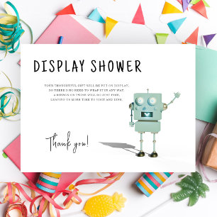 Robot boy baby shower - display shower enclosure card