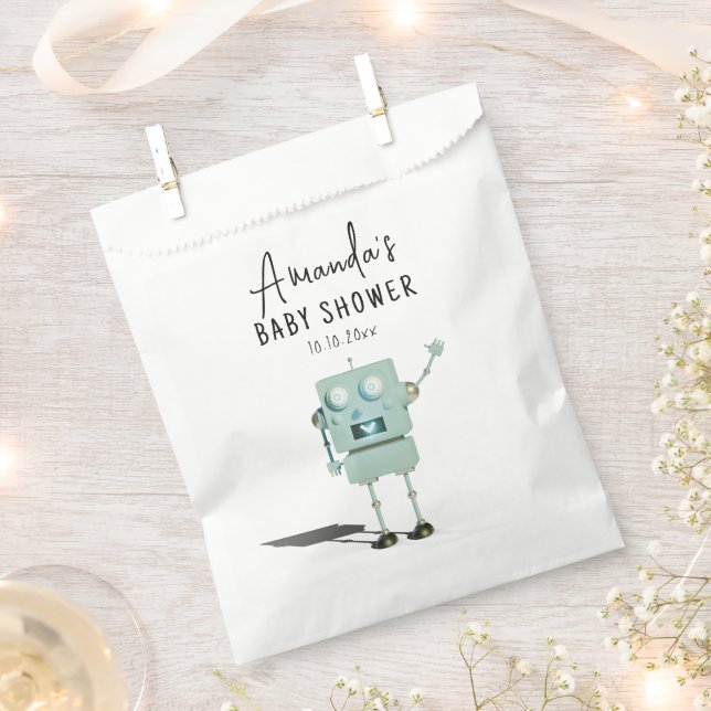 Robot boy Baby Shower  Favor Bag (Clipped)