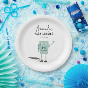 Robot boy Baby Shower  Paper Plates