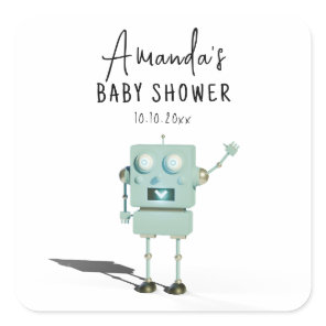 Robot boy Baby Shower  Square Sticker