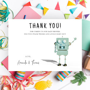 Robot boy Baby Shower - thank you Card