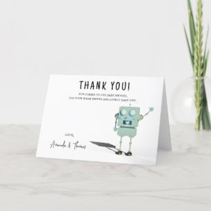 Robot boy Baby Shower - thank you Card