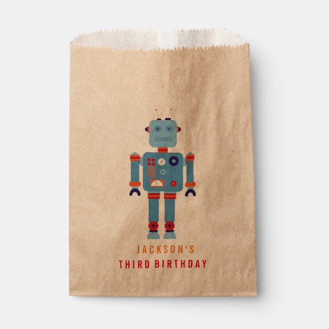 Robot Boy Party Favor paper bag (Front)