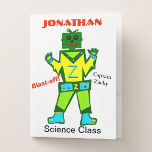 Robot Boy Spaceship Pocket Folders