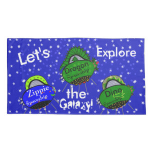 Robot Boy Spaceships Kids King Pillow Cases