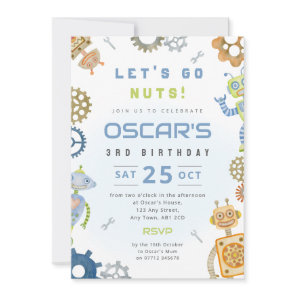 Robot Boy's Birthday Party Invitation