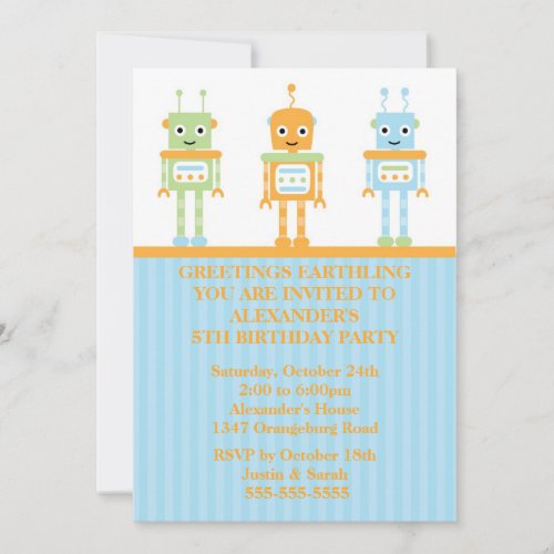 Robot Boys Birthday Party Invitation