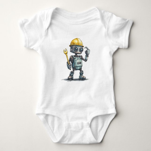 Robot Builder Baby Boy One-Piece Bodysuit Clothes (Front)