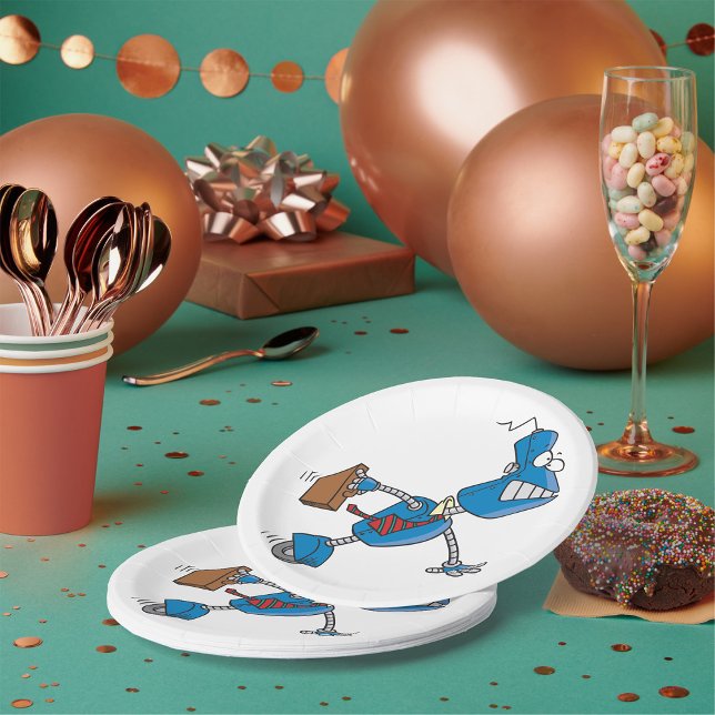 Robot Business Executive Paper Plates (Creator Uploaded)
