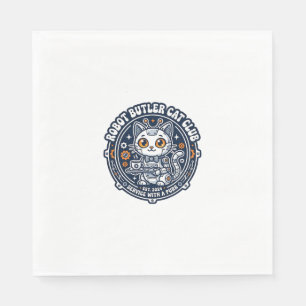 Robot Butler Cat Pet Lover Shirt Art - Robot Butle Napkins