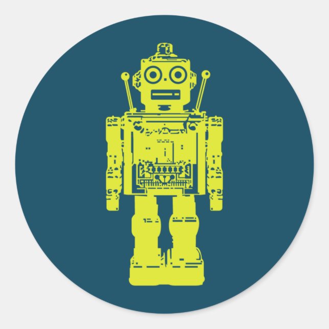robot button classic round sticker (Front)
