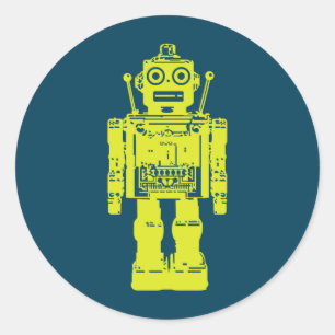 robot button classic round sticker