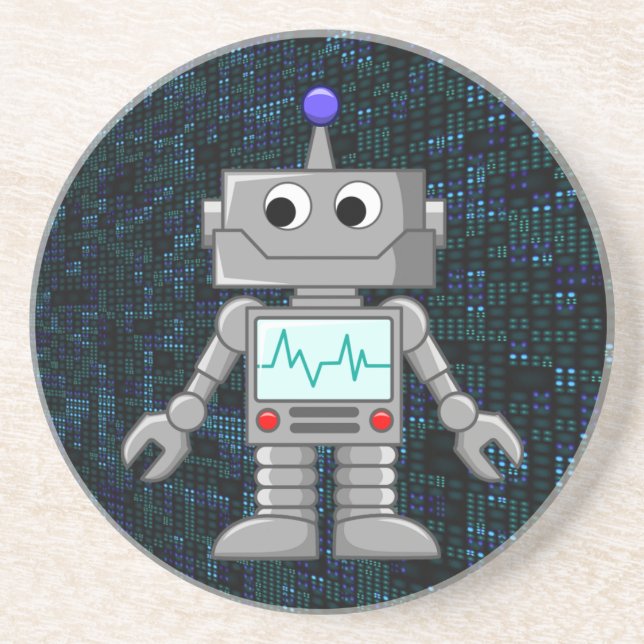 robot cartoon drink coaster (Front)