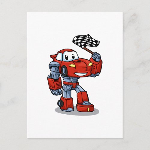 Robot cartoon _ robots for kids _ car cartoon postcard
