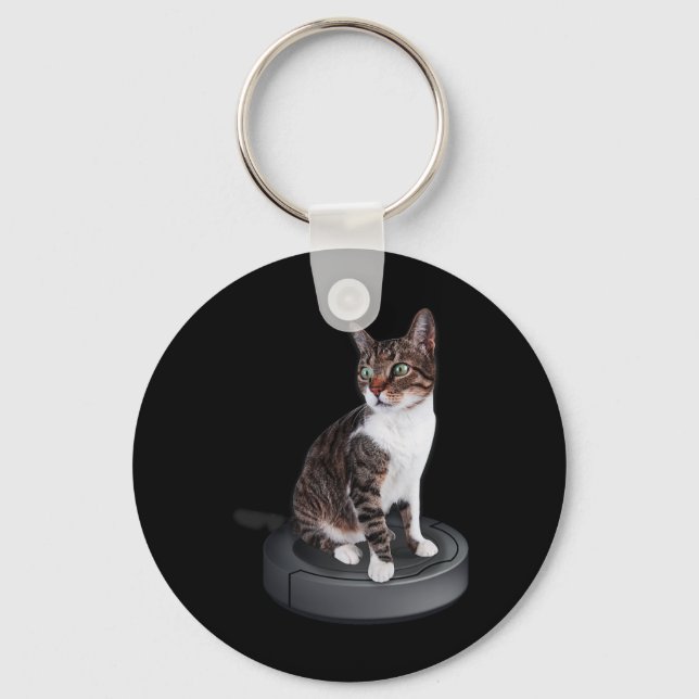 Robot Cat Vacuum Cleaner Feline Animal Cute Cat  Keychain (Front)