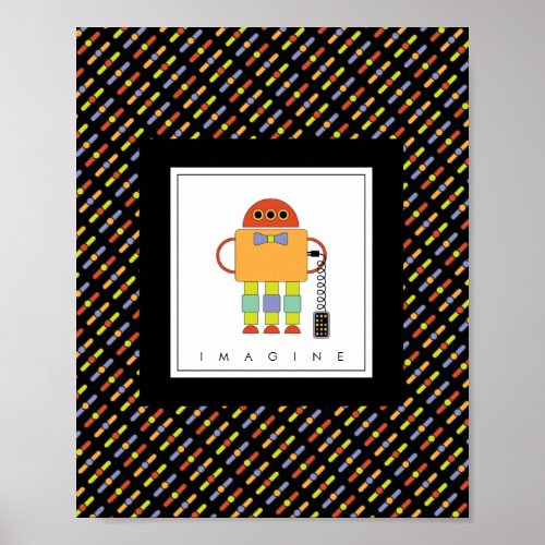 Robot Characters  Typography Pattern Poster