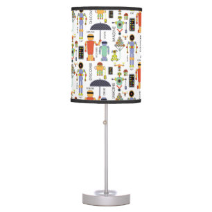 Robot Characters & Typography Pattern Table Lamp